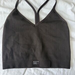 SET Active SCULPTFLEX Ribbed Tank - Espresso/Dark Brown